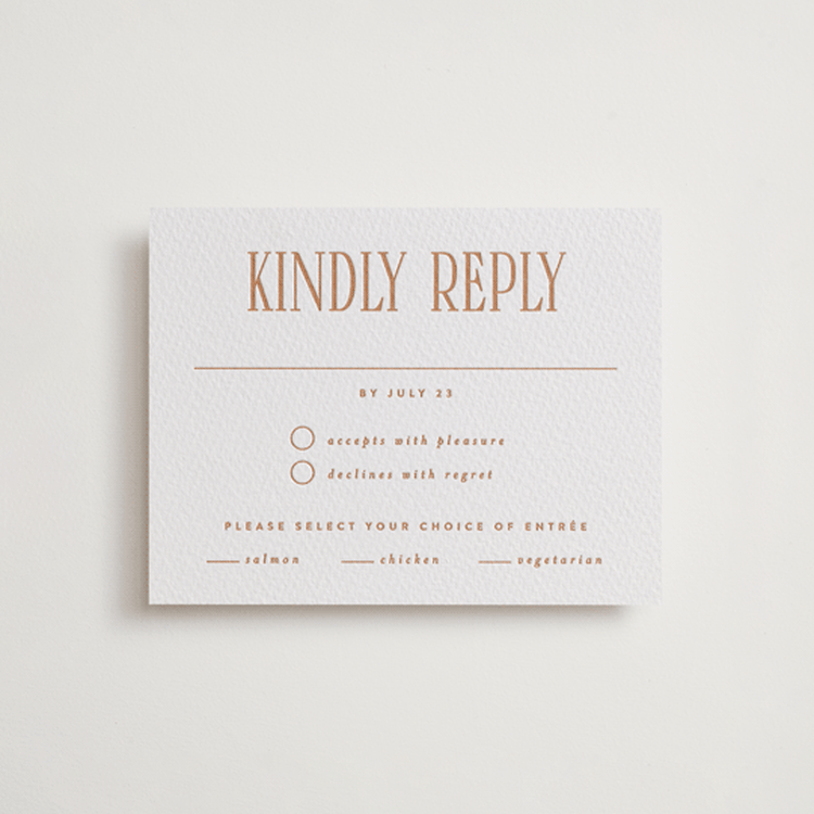 "title" - Letterpress RSVP Cards in Sandstone by JoAnn Jinks - Front