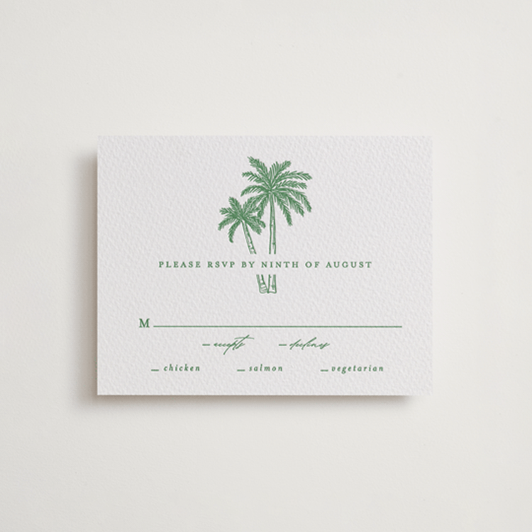 "Iconic" - Letterpress RSVP Cards in Fern by Creo Study - Front