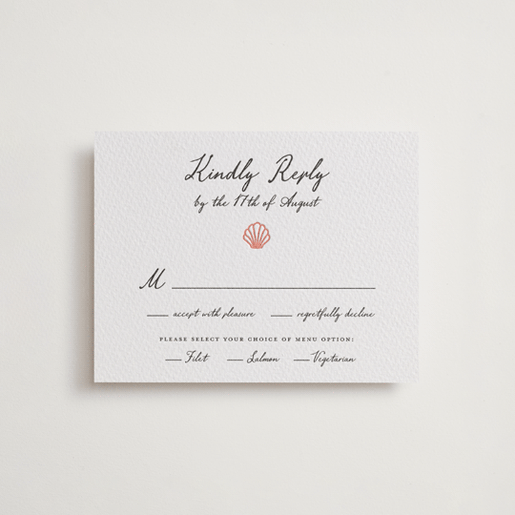 "Ocean Love" - Letterpress RSVP Cards in Paloma | Soft Black by Alston Foster - Front
