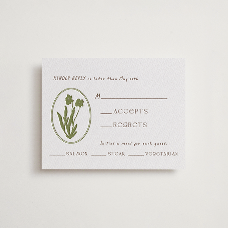 "la graine" - Letterpress RSVP Cards in Burnt Sienna by Alaina Cherup - Front
