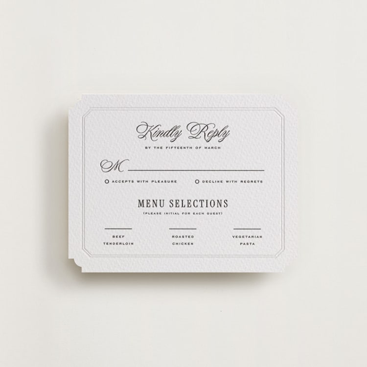 "Outlined" - Letterpress RSVP Cards in Soft Black by Leah Bisch - Front