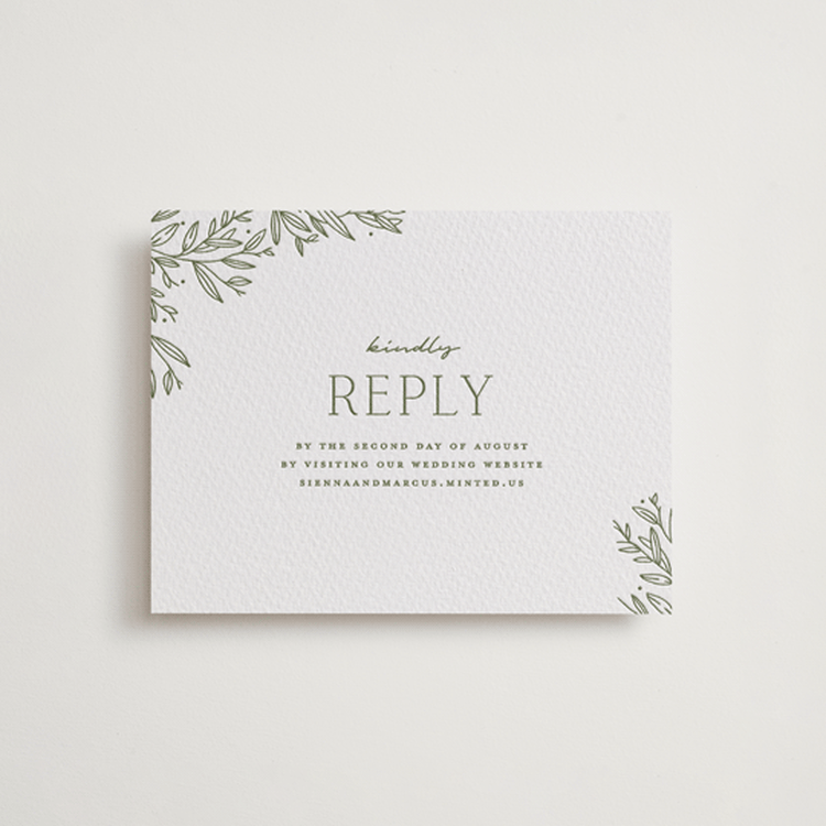 "Beauty of Nature" - Letterpress RSVP Online Enclosure Cards in Artichoke by Oscar and Emma - Karly Depew - Front