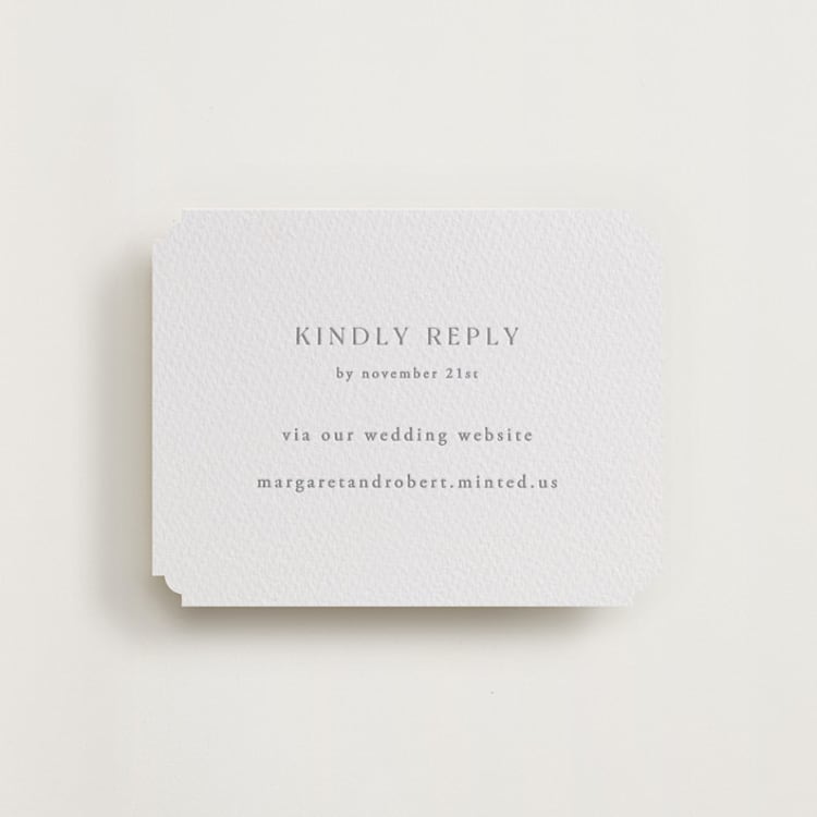 "Warm Winds" - Letterpress RSVP Online Enclosure Cards in Granite by Janean Hinger - Front