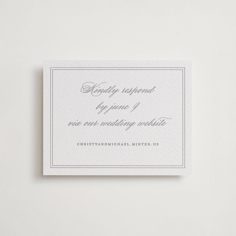 "Monogrammed eternity" - Letterpress RSVP Online Enclosure Cards in Granite by Creo Study - Front