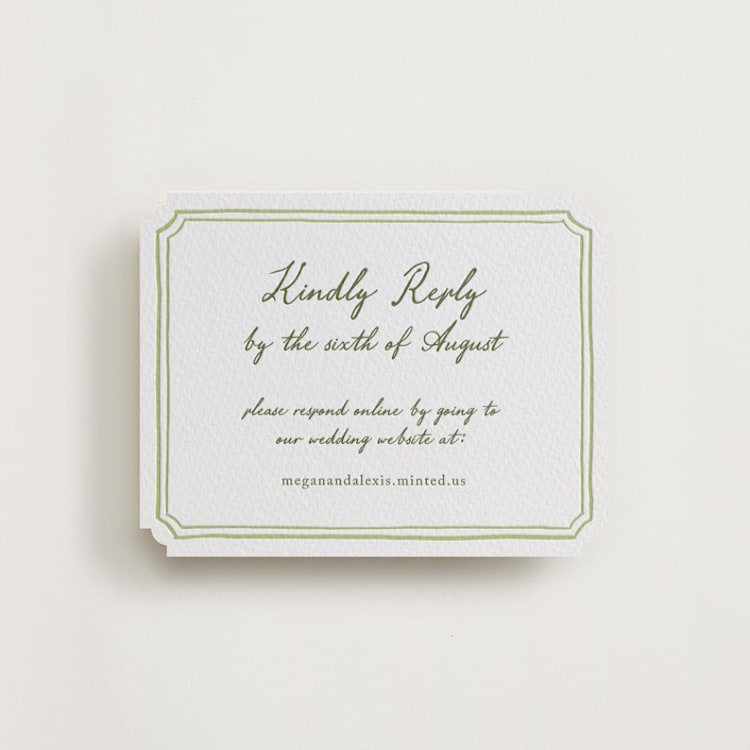 "Handwritten" - Letterpress RSVP Online Enclosure Cards in Artichoke by Cass Loh - Front