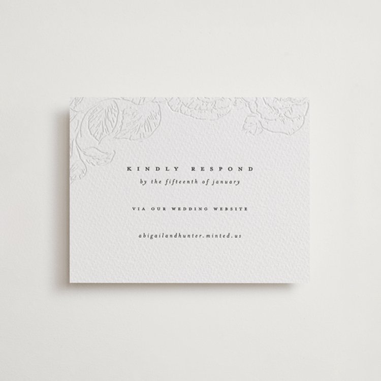 "Garden" - Letterpress RSVP Online Enclosure Cards in Soft Black by Leah Bisch - Front