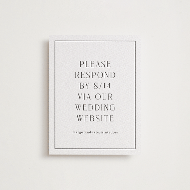 "Minimalist Monogram" - Letterpress RSVP Online Enclosure Cards in Soft Black by Olivia Raufman - Front