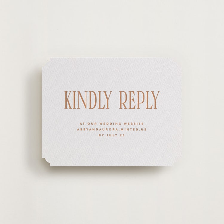 "title" - Letterpress RSVP Online Enclosure Cards in Sandstone by JoAnn Jinks - Front