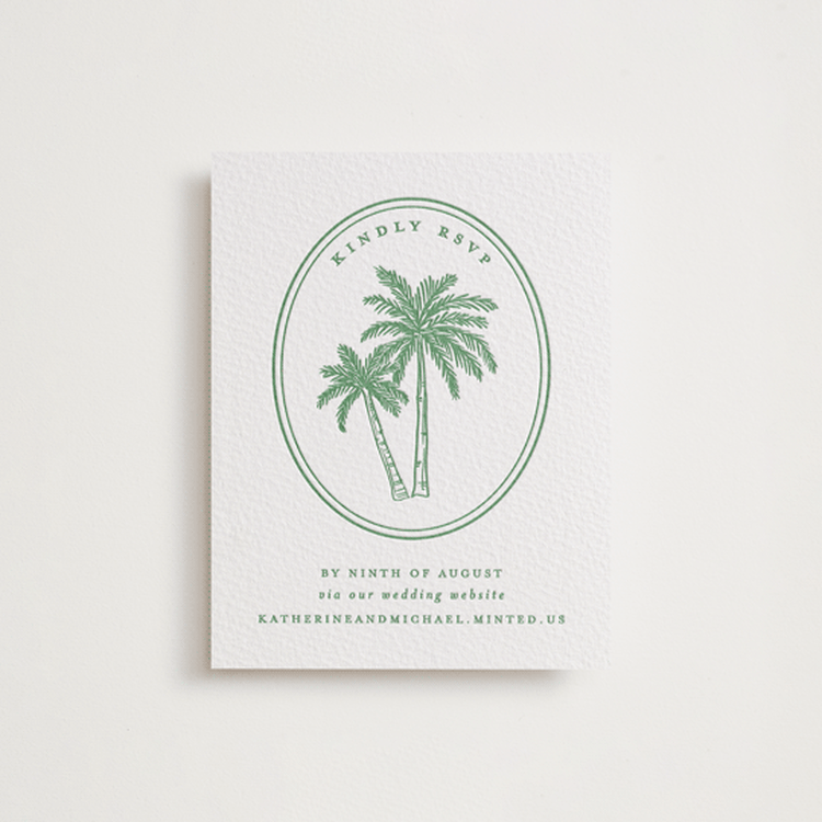 "Iconic" - Letterpress RSVP Online Enclosure Cards in Fern by Creo Study - Front