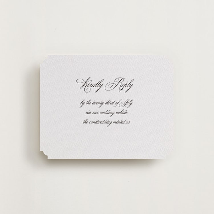 "palazzo" - Letterpress RSVP Online Enclosure Cards in Soft Black by Benita Crandall - Front