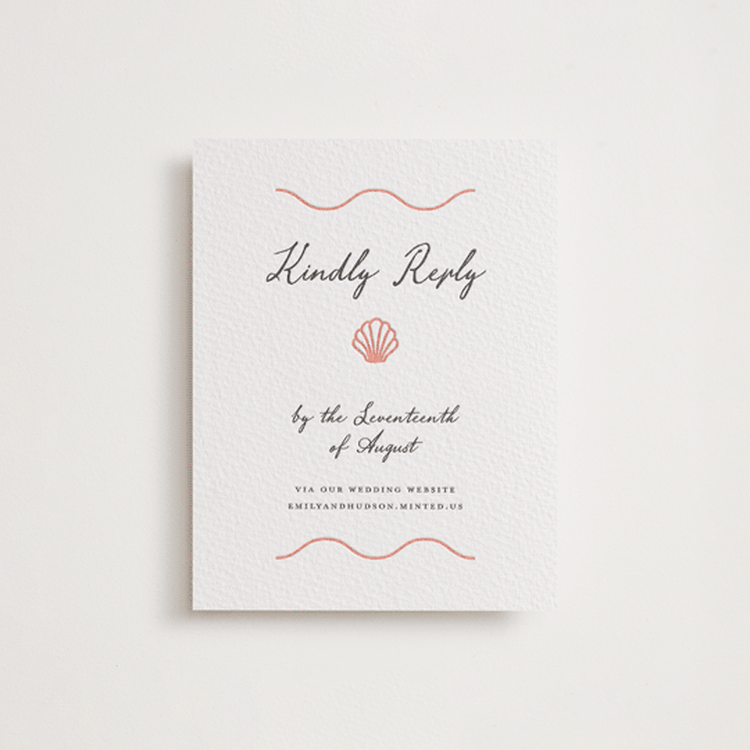 "Ocean Love" - Letterpress RSVP Online Enclosure Cards in Paloma | Soft Black by Alston Foster - Front