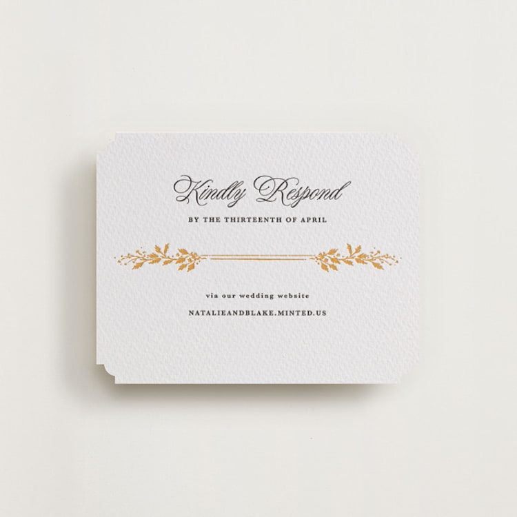 "Lake Como" - Letterpress RSVP Online Enclosure Cards in Maraschino | Soft Black by Kate Ahn - Front