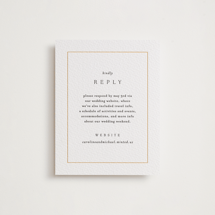"Framed Monogram" - Letterpress RSVP Online Enclosure Cards in Saffron by Kelly Schmidt - Front