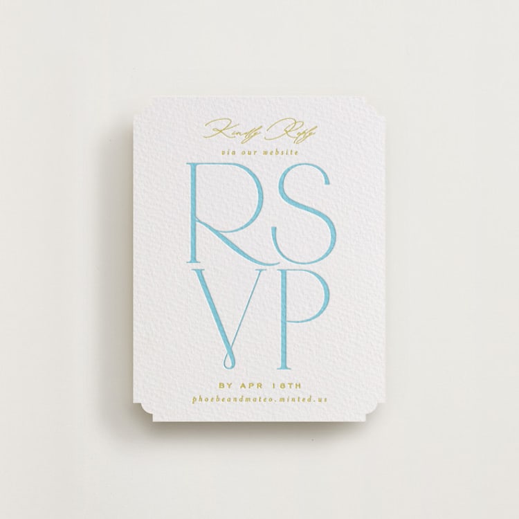 "Numerical" - Letterpress RSVP Online Enclosure Cards in Robin's Egg by Owl and Toad - Front