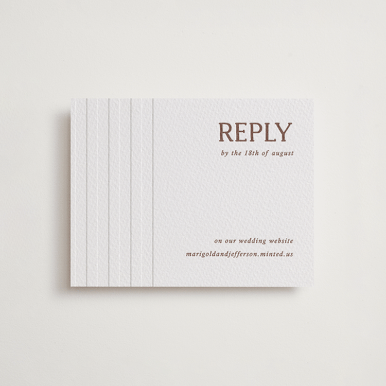 "Stripes" - Letterpress RSVP Online Enclosure Cards in Burnt Sienna by Kelly Watkins - Front