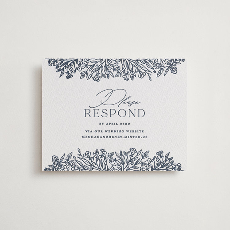 "Hummingbird Botanicals" - Letterpress RSVP Online Enclosure Cards in Night Sky by Erin Deegan - Front