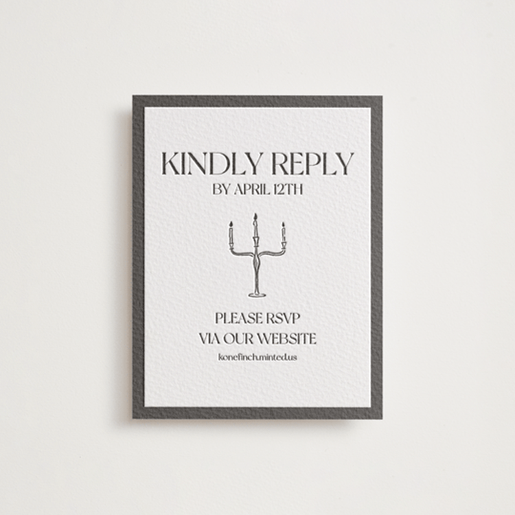 "Trés Chic" - Letterpress RSVP Online Enclosure Cards in Soft Black | Graphite by Julia Liverton - Front