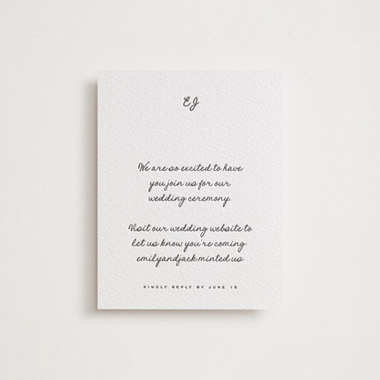 "Lover's Lantern" - Letterpress RSVP Online Enclosure Cards in Soft Black by Blustery August - Front