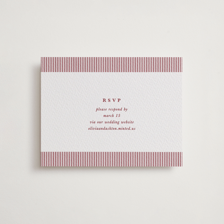 "Classic Cherries" - Letterpress RSVP Online Enclosure Cards in Maraschino by Charter Oaks Creative - Front