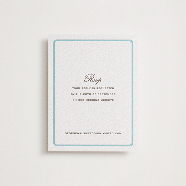 "Aperitif" - Letterpress RSVP Online Enclosure Cards in Robin's Egg | Cacao Bean by Megan Davis - Front