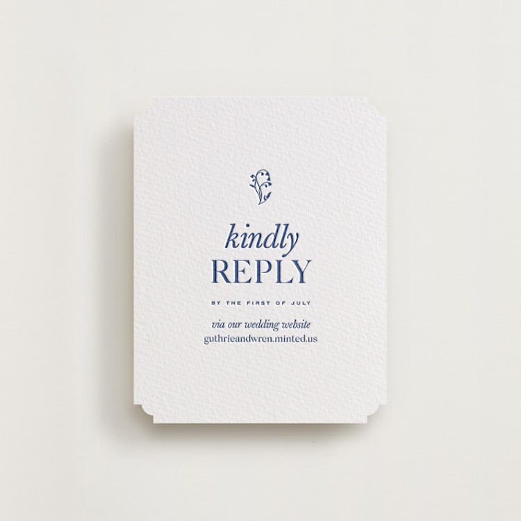 "bluebell dinner" - Letterpress RSVP Online Enclosure Cards in Lapis by Bramble Studio - Front