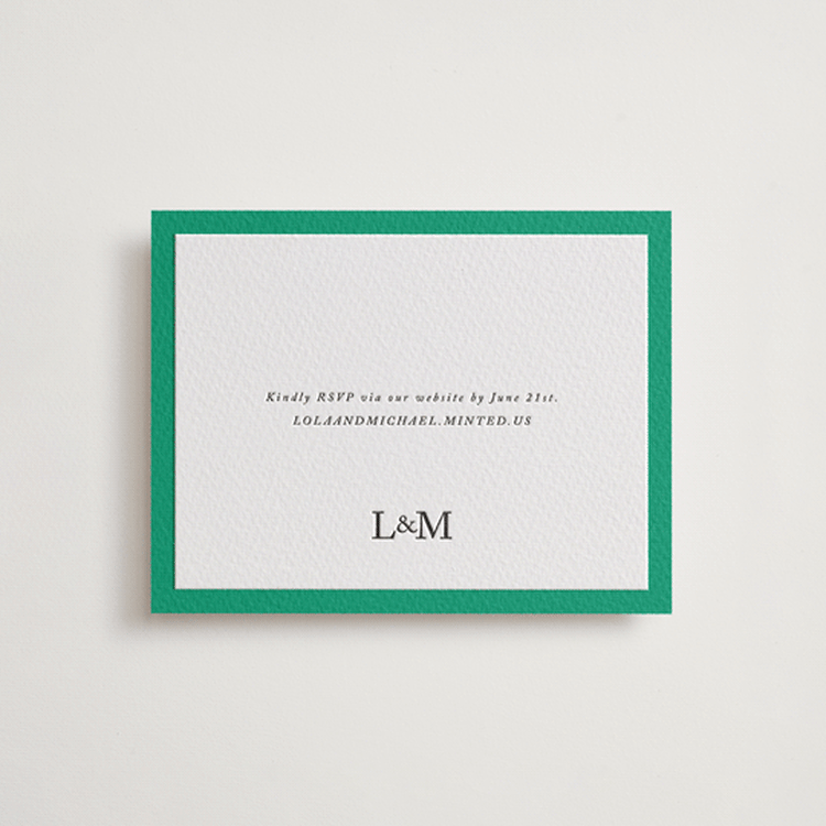 "Classic Initials" - Letterpress RSVP Online Enclosure Cards in Soft Black by mo kelley - Front