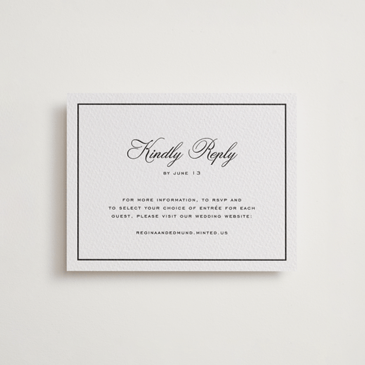 "krytharaki" - Letterpress RSVP Online Enclosure Cards in Soft Black | Granite by chocomocacino - Front