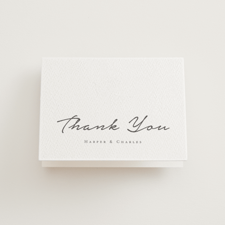 "my dearest" - Letterpress Wedding Thank You Cards in Blind Deboss | Soft Black by Qing Ji - Front