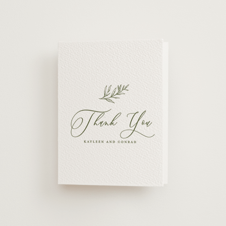 "creme au beurre" - Letterpress Wedding Thank You Cards in Artichoke by chocomocacino - Front
