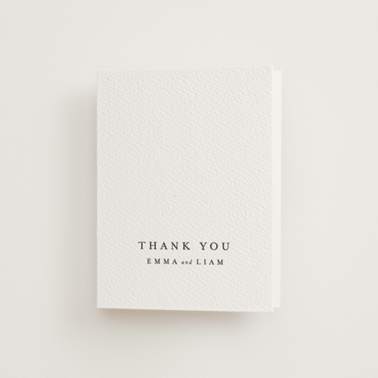 "A Thousand Years" - Letterpress Wedding Thank You Cards in Soft Black by Design Lotus - Front