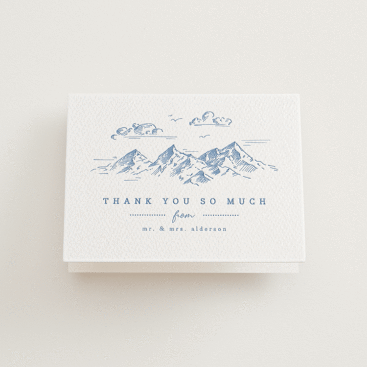 "fresh air" - Letterpress Wedding Thank You Cards in Pacific Blue by Anastasia Makarova - Front
