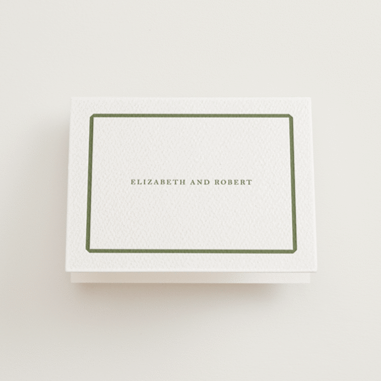 "Bevel" - Letterpress Wedding Thank You Cards in Artichoke by Megan Davis - Front