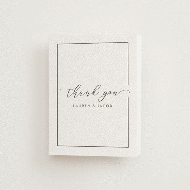 "Asymmetry" - Letterpress Wedding Thank You Cards in Graphite by Nicole Walsh - Front
