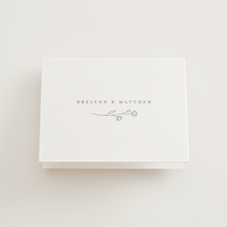 "Essence" - Letterpress Wedding Thank You Cards in Granite by Jennifer Postorino - Front