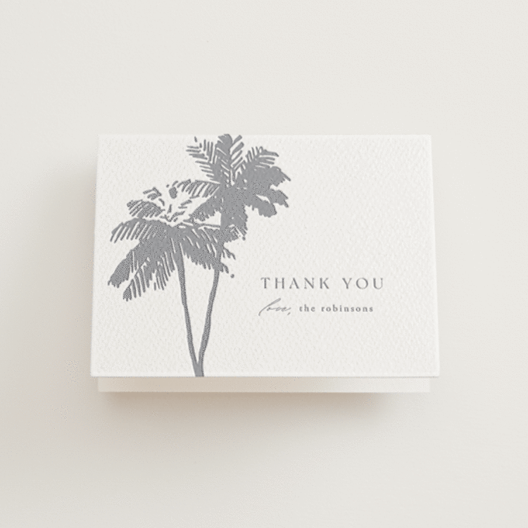 "Warm Winds" - Letterpress Wedding Thank You Cards in Granite by Janean Hinger - Front