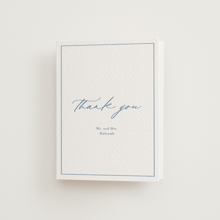 "Modern Air" - Letterpress Wedding Thank You Cards in Pacific Blue by Stacey Meacham - Front