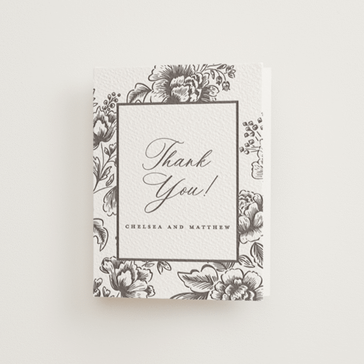 "Wedding Press" - Letterpress Wedding Thank You Cards in Graphite by Chris Griffith - Front