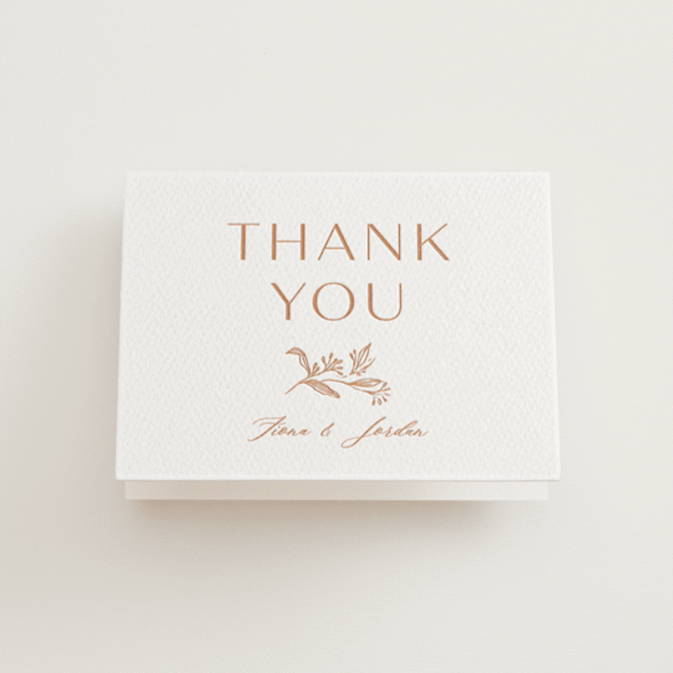 "Camellia.." - Letterpress Wedding Thank You Cards in Sandstone by Vera Lim - Front
