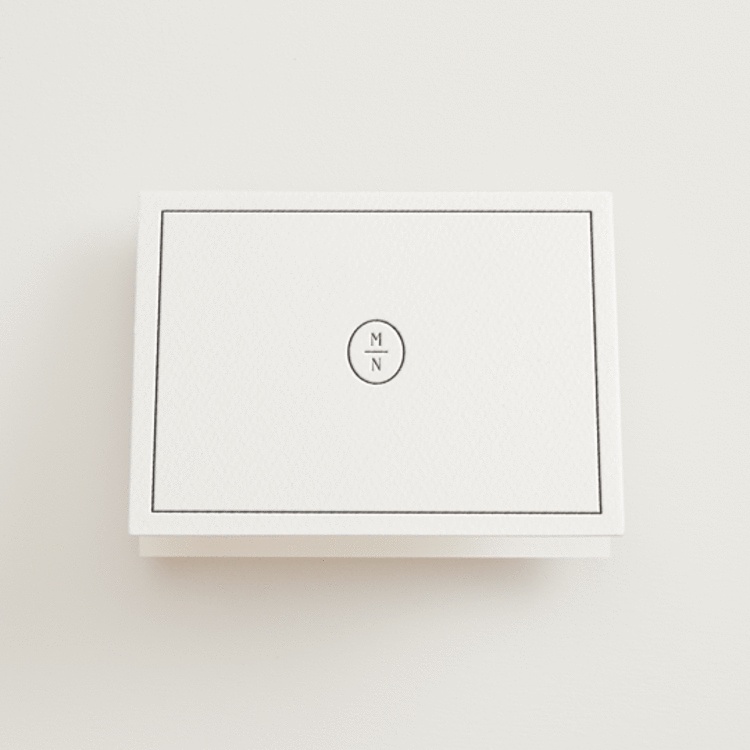 "Minimalist Monogram" - Letterpress Wedding Thank You Cards in Soft Black by Olivia Raufman - Front