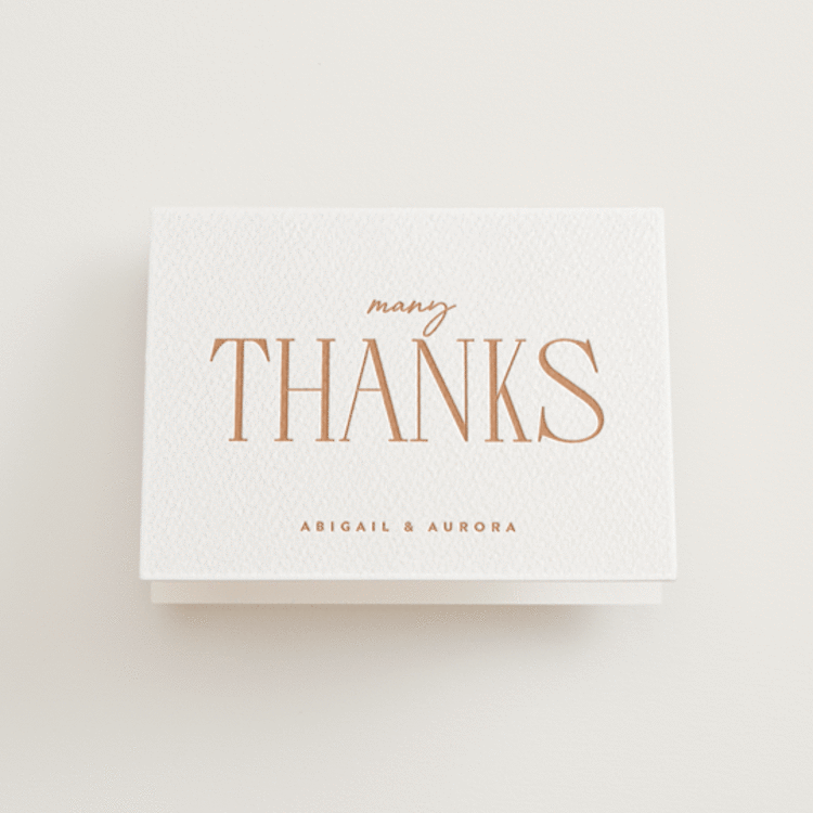 "title" - Letterpress Wedding Thank You Cards in Sandstone by JoAnn Jinks - Front