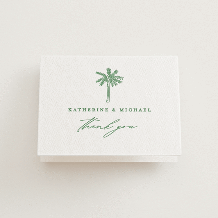 "Iconic" - Letterpress Wedding Thank You Cards in Fern by Creo Study - Front