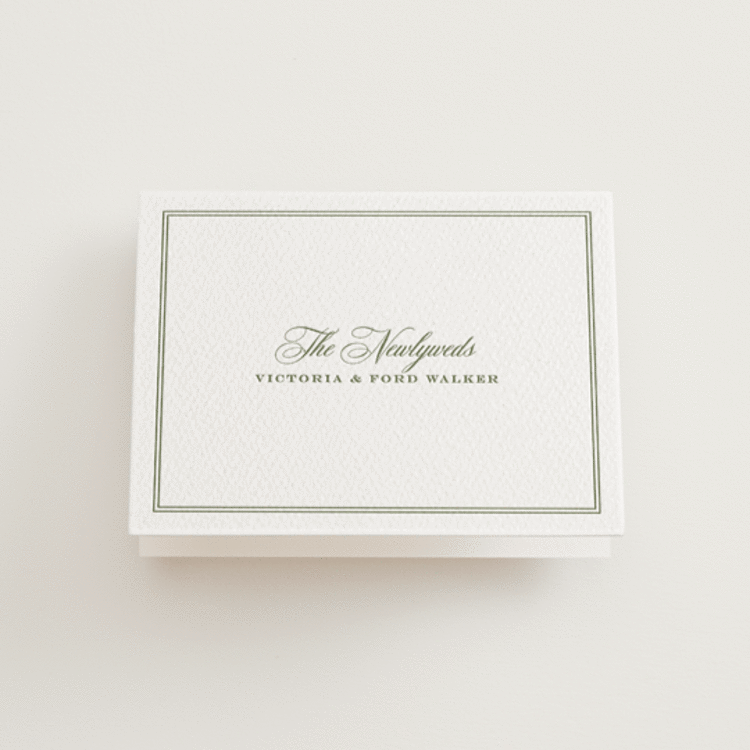 "Putnam" - Letterpress Wedding Thank You Cards in Artichoke by Megan Davis - Front