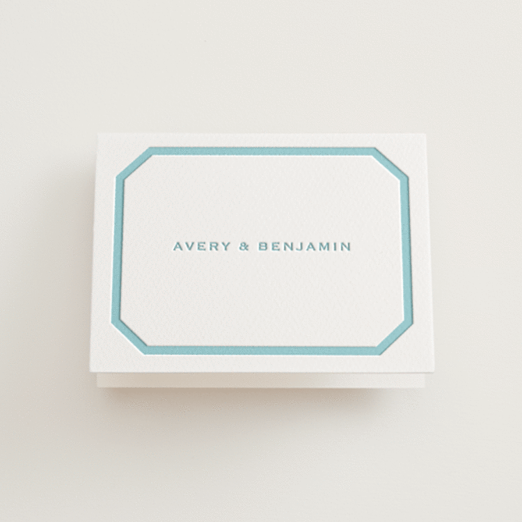 "Danbury" - Letterpress Wedding Thank You Cards in Robin's Egg by Megan Davis - Front