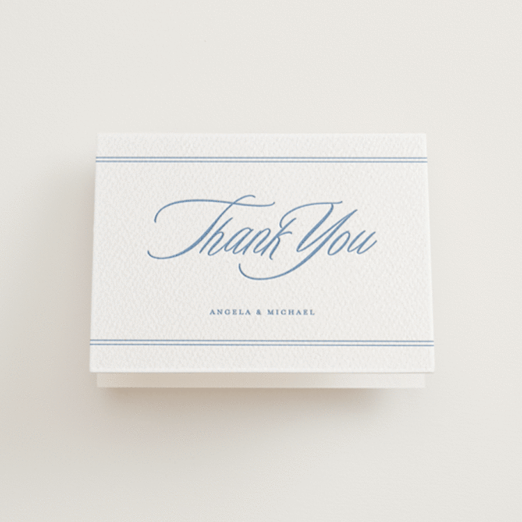 "Stately" - Letterpress Wedding Thank You Cards in Pacific Blue by Creo Study - Front