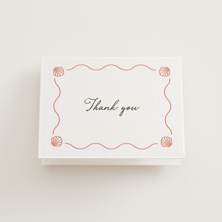 "Ocean Love" - Letterpress Wedding Thank You Cards in Paloma | Soft Black by Alston Foster - Front