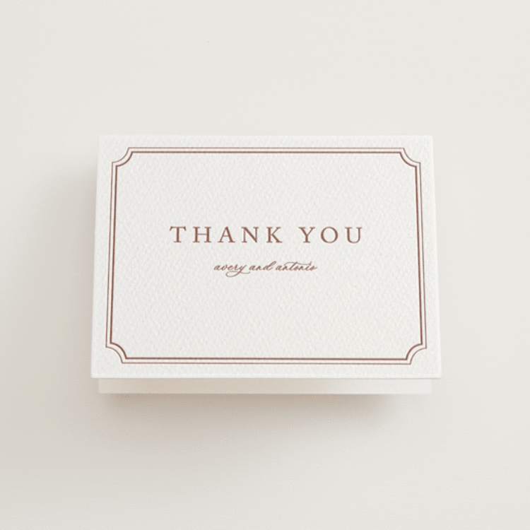 "Avery" - Letterpress Wedding Thank You Cards in Cinnamon by Jennifer Postorino - Front