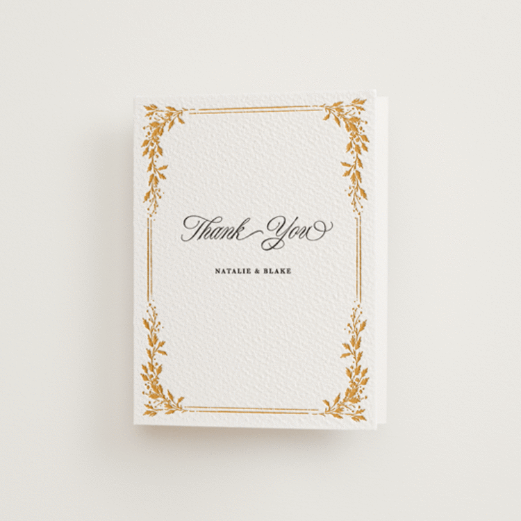 "Lake Como" - Letterpress Wedding Thank You Cards in Maraschino | Soft Black by Kate Ahn - Front