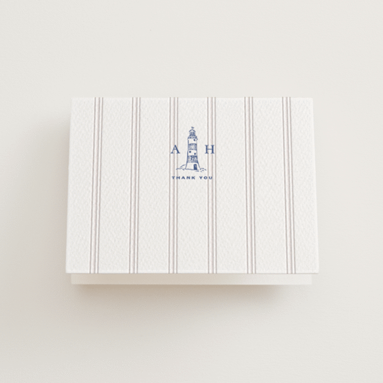 "Raies" - Letterpress Wedding Thank You Cards in Lapis by Tamara Hilje - Front