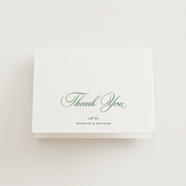 "Keepsake" - Letterpress Wedding Thank You Cards in Fern by Blustery August - Front