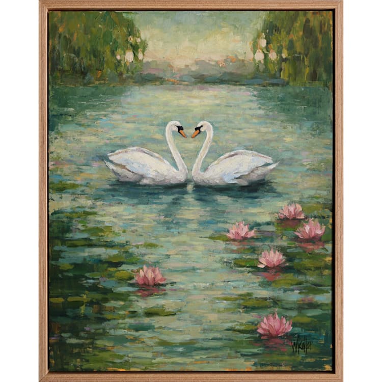 "Swans" - Original Painting in blue by Wendy Keller